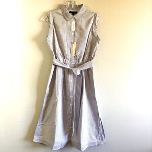 Banana Republic Blue and White Striped Midi Shirt Dress